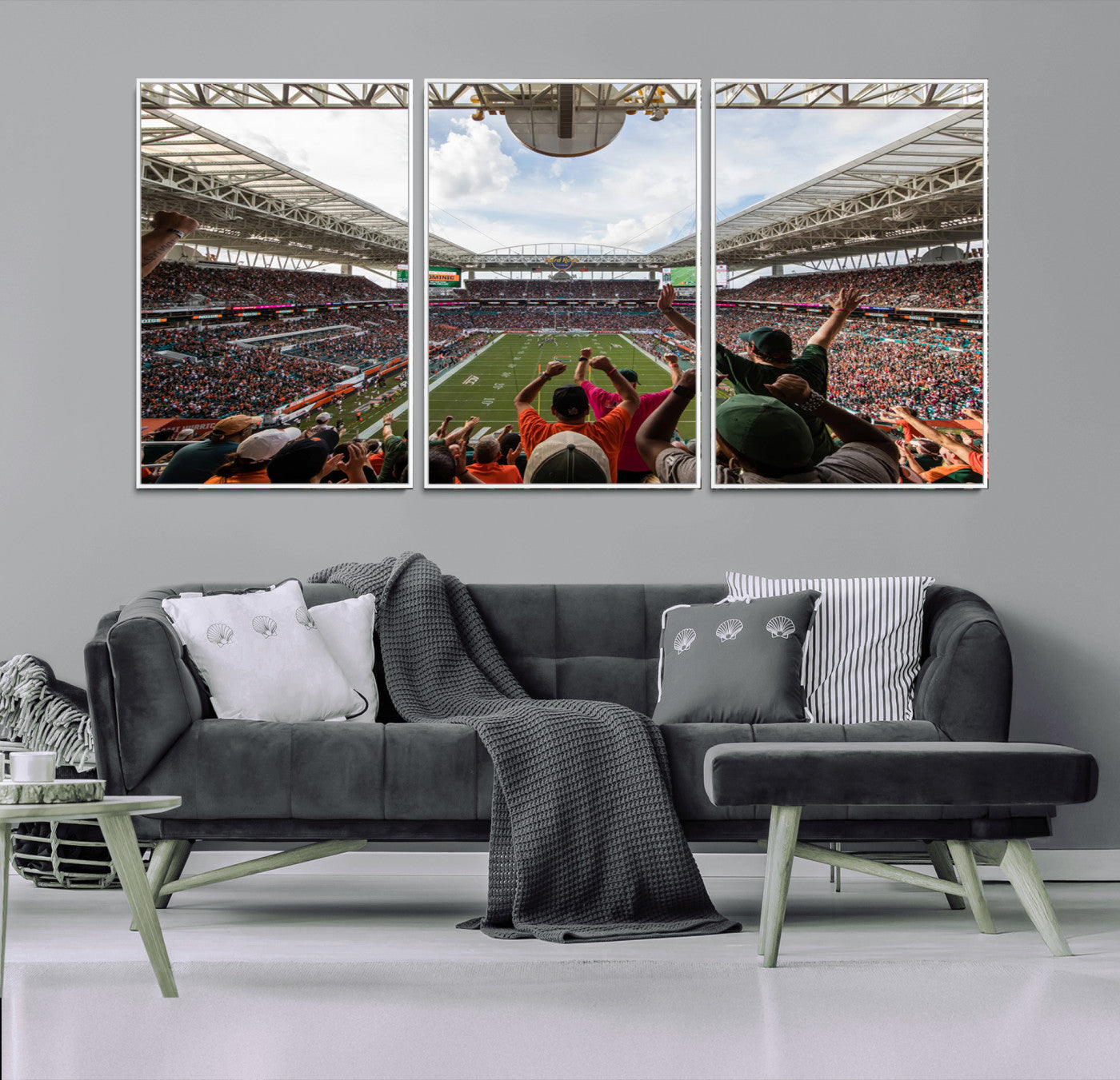 -Miami Hurricanes Football Team Wall Art Print - Miami Hard Rock Stadium Wall Art Canvas Print