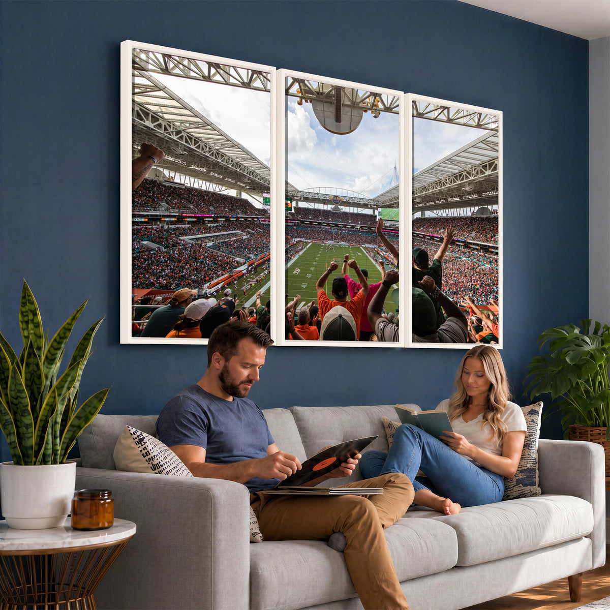 66239-PAN-FL-20X10 - Miami Hurricanes Football Team Wall Art Print - Miami Hard Rock Stadium Wall Art Canvas Print