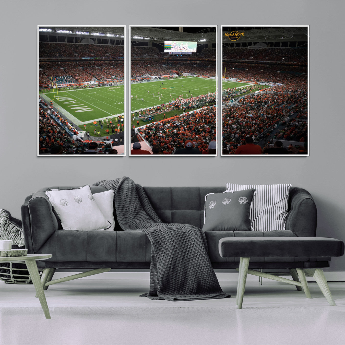 -Miami Hurricanes Football Team Print Canvas- Miami Hard Rock Stadium Wall Art Canvas Print