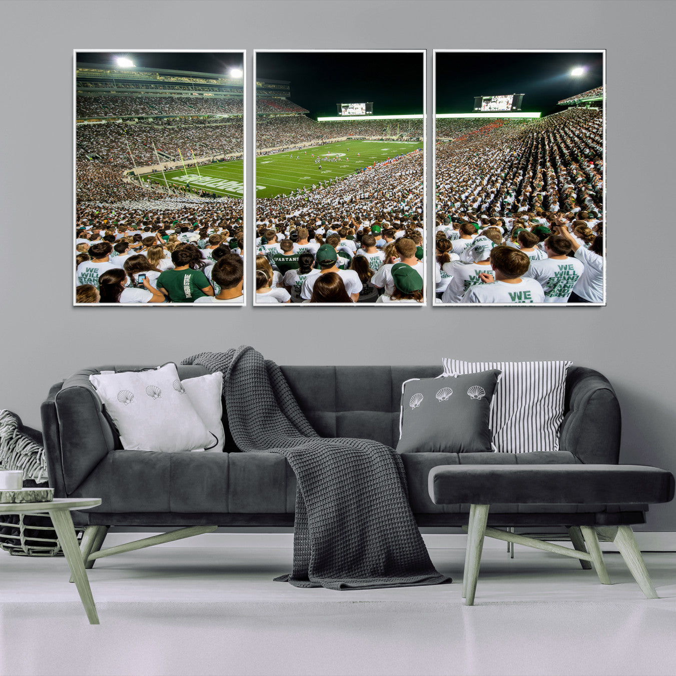 -Michigan State Spartans Football Canvas Print - East Lansing Spartan Stadium Wall Art Canvas Print