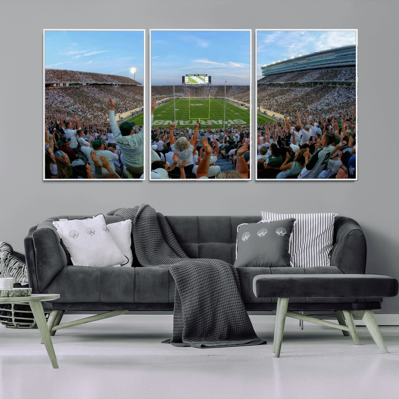 -Michigan State Spartans Football Team Art Print - East Lansing Spartan Stadium Wall Art Canvas Print