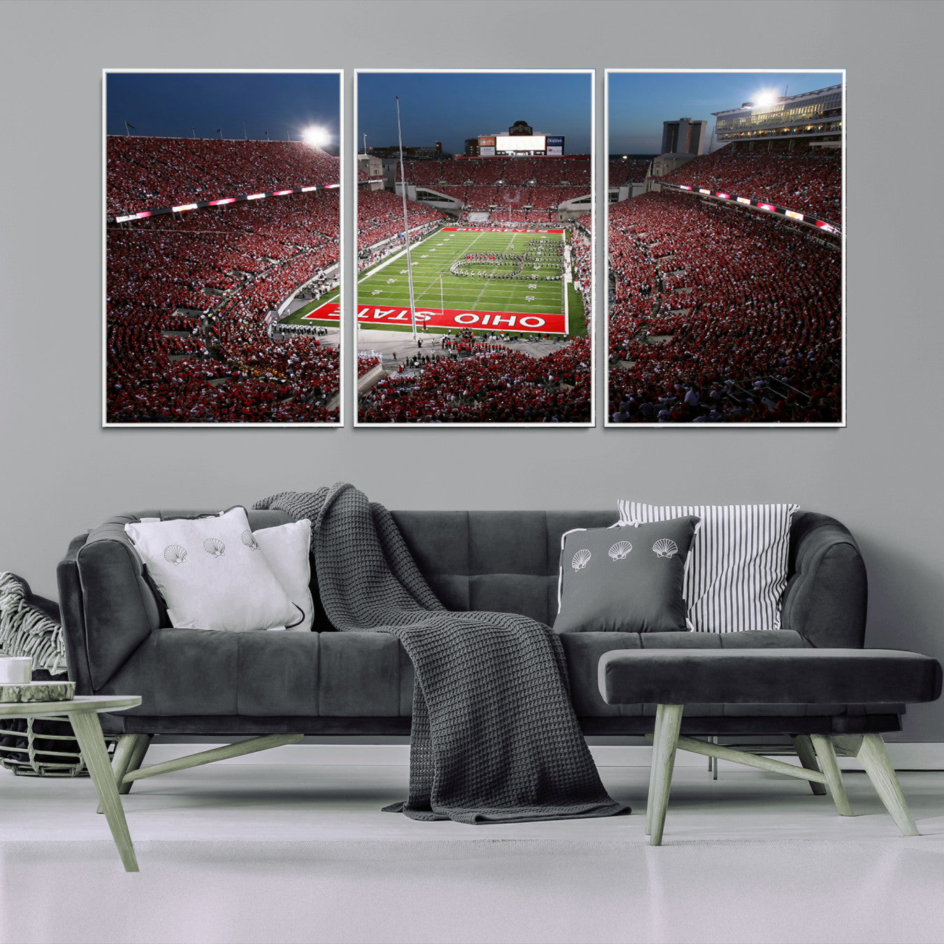 -Ohio State University Buckeyes Football Team Print - Columbus Ohio Stadium Wall Art Canvas Print