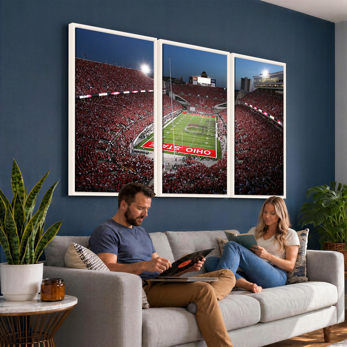 98743-PAN-FL-20X10 - Ohio State University Buckeyes Football Team Print - Columbus Ohio Stadium Wall Art Canvas Print