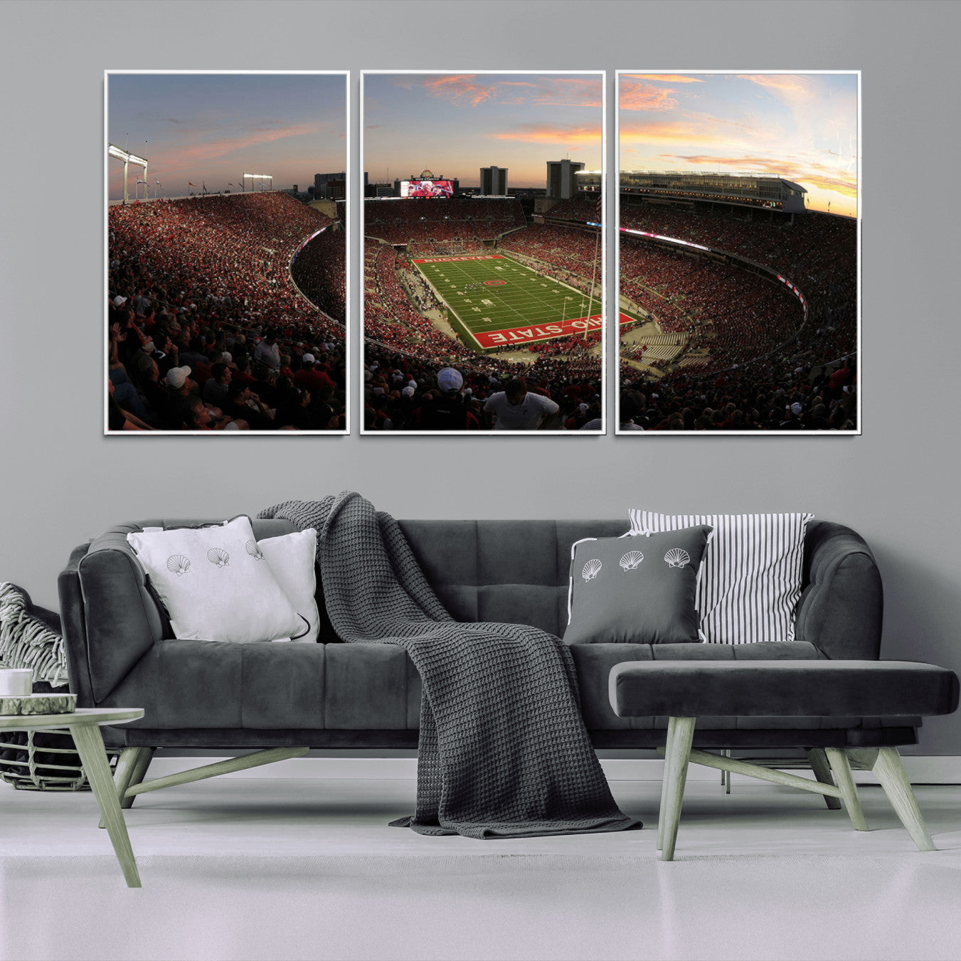 -Ohio State University Buckeyes Football Team Print - Columbus Ohio Stadium Wall Art Canvas Print