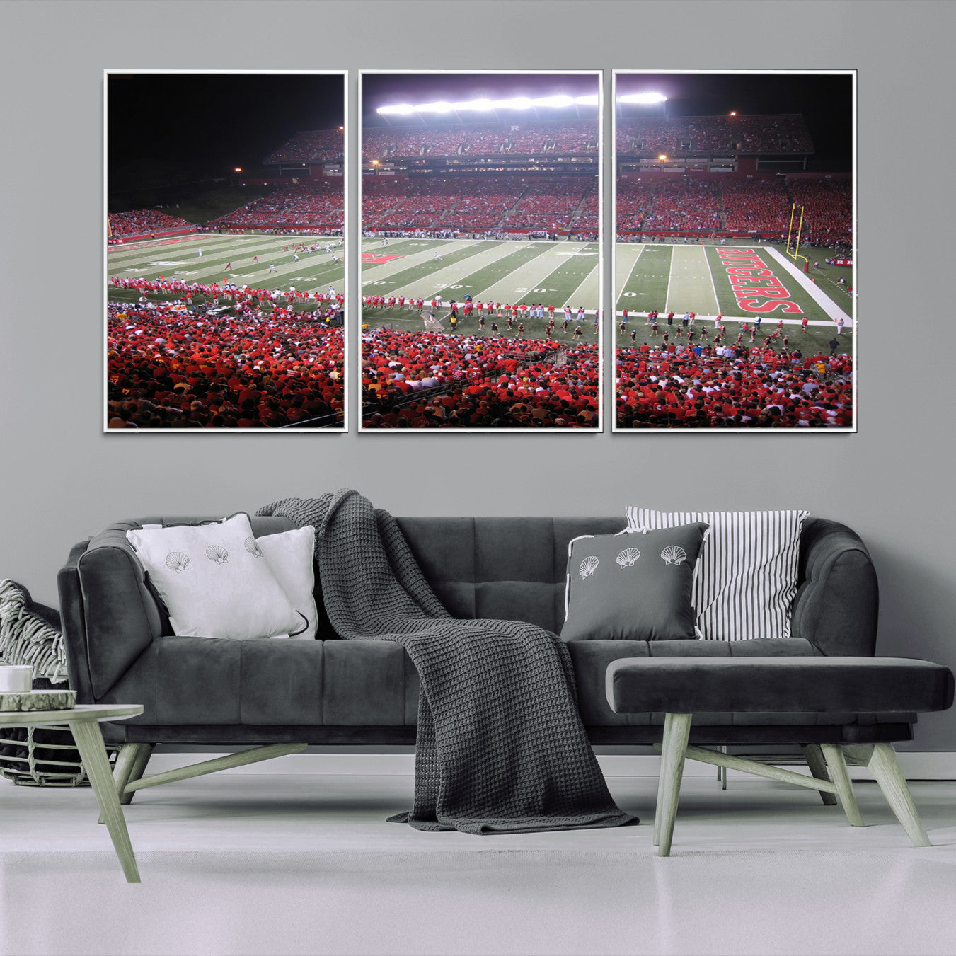 -Rutgers University Scarlet Knights Football Team Print - Piscataway SHI Stadium Wall Art Canvas