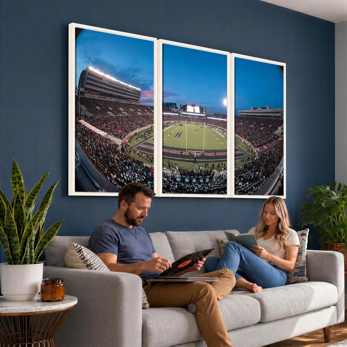 60763-PAN-FL-20X10 - Texas Tech Red Raiders Canvas, Framed Football Team Print - Lubbock Jones AT&T Stadium Wall Art