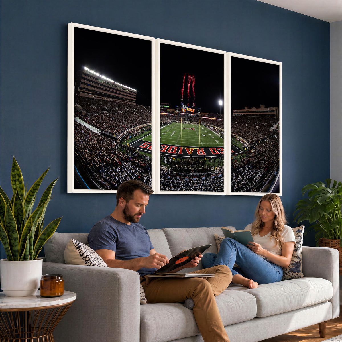 83122-PAN-FL-20X10 - Framed Texas Tech Red Raiders Stadium Canvas, Texas Tech Red Raiders Football Team Print - Lubbock