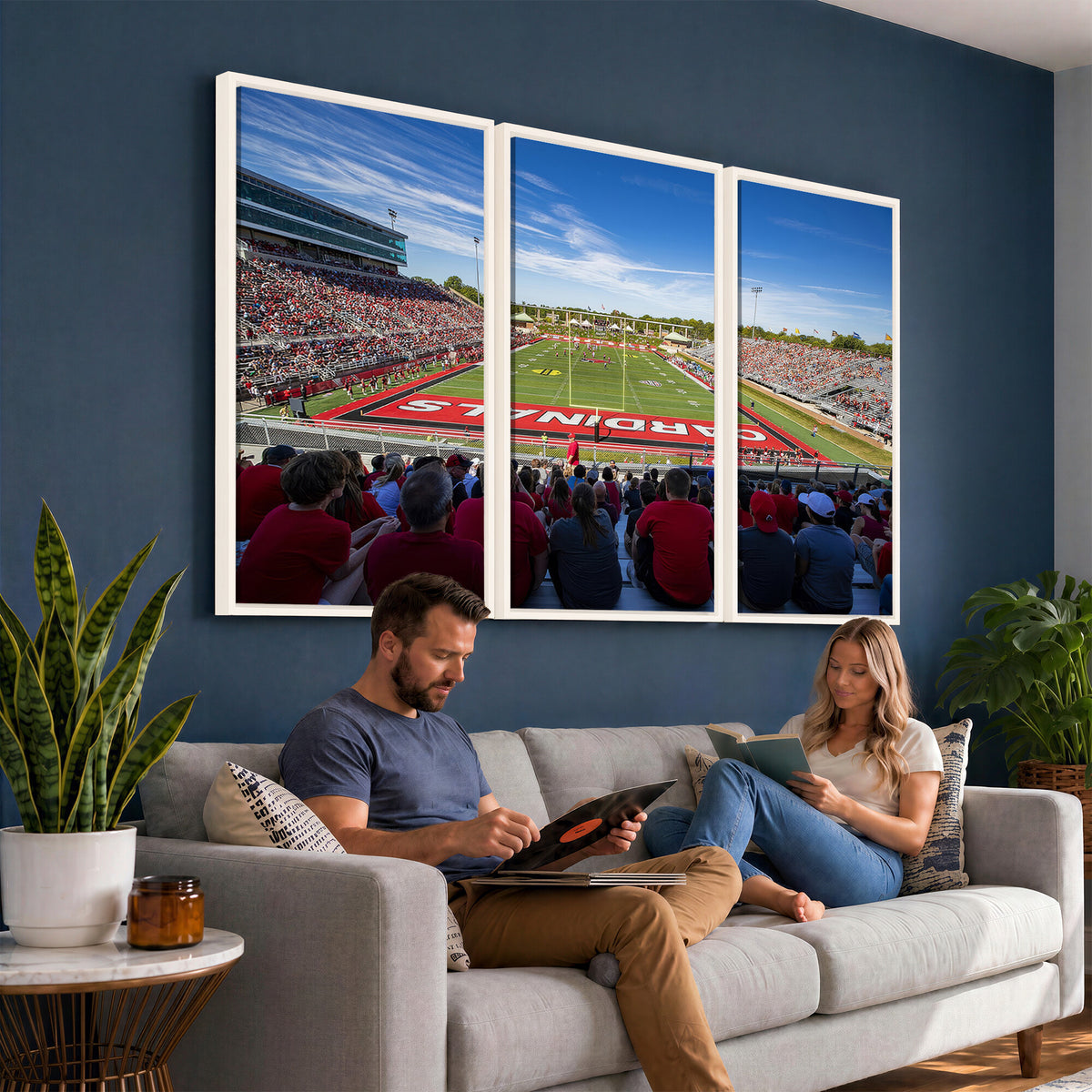 71475-PAN-FL-20X10 - Ball State Cardinals Football Team Print - Muncie Scheumann Stadium Wall Art Canvas Print