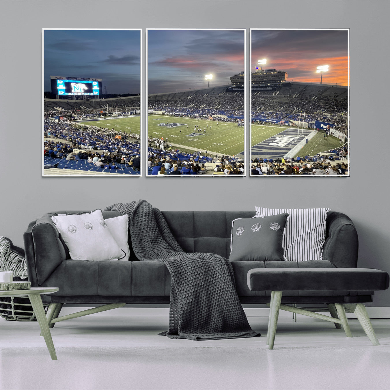 -Memphis Tigers Football Team Print - Memphis Simmons Bank Liberty Stadium Wall Art Canvas Print