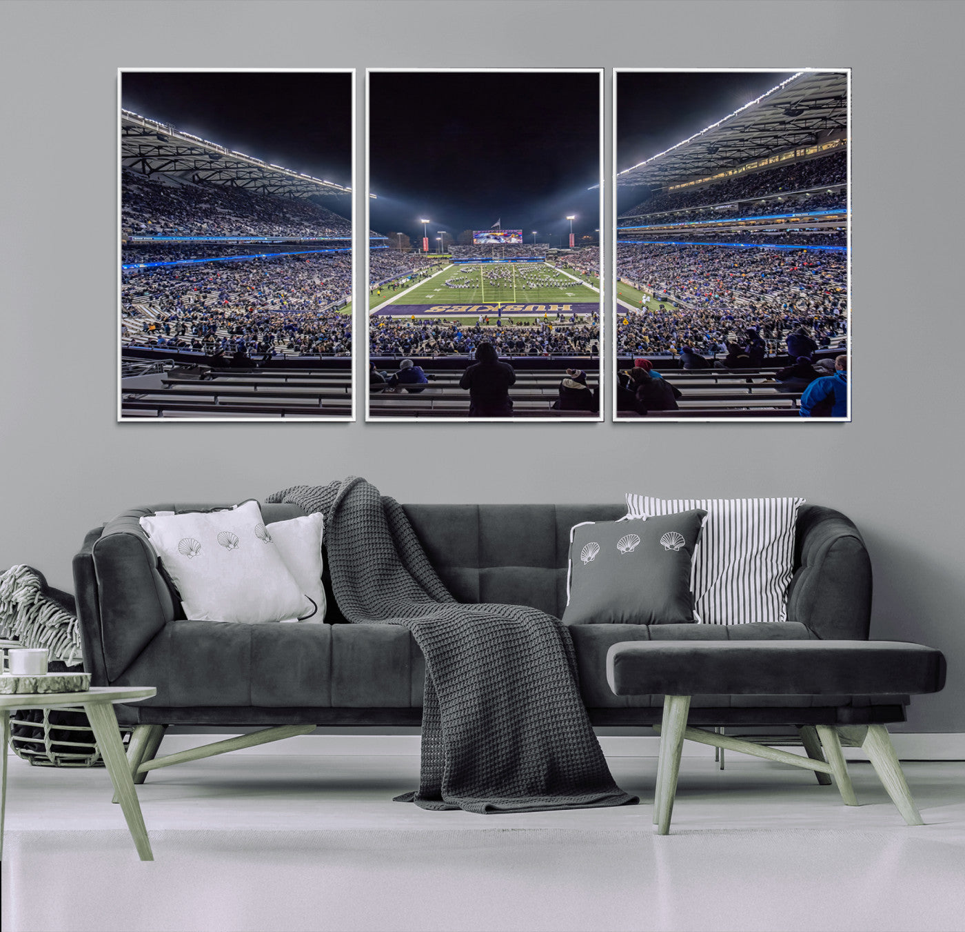 85780-MGV-FC-60X30-3P_White-The University of Washington Huskies Football Team Print - Seattle Husky Stadium Wall Art Canvas