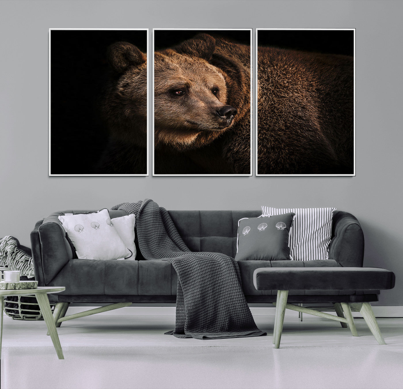 67744-MGV-CV-36X24-Wild Grizzly 399 Bear Canvas Wall Art Print, Bear Animal Canvas Artwork Print, Black Bear Wall Art