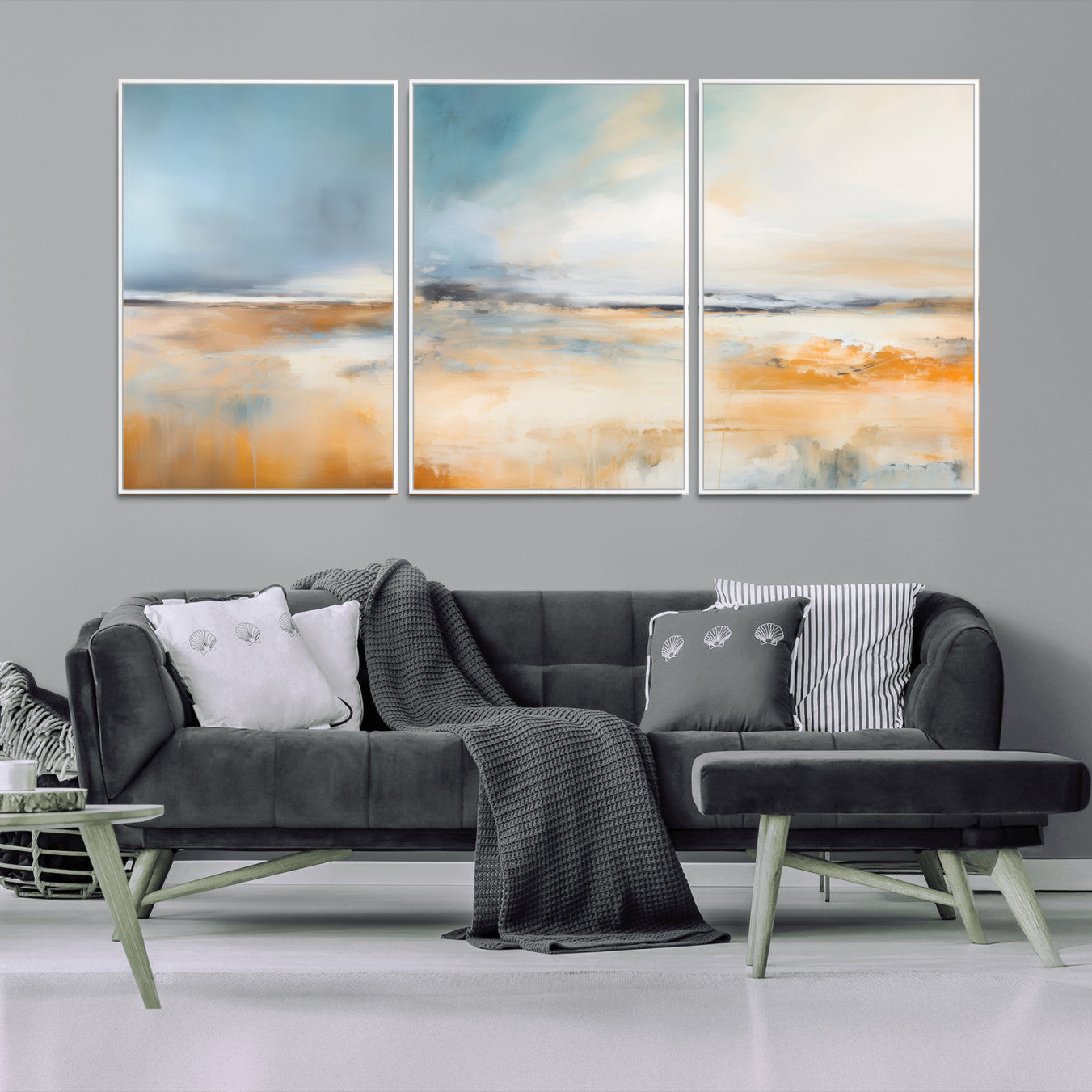 guzelmis-sharpen-MGV-CV-36X24-Abstract Landscape Wall Art Canvas Print - Warm Tones of Orange and Blue, Modern Framed Art for Home
