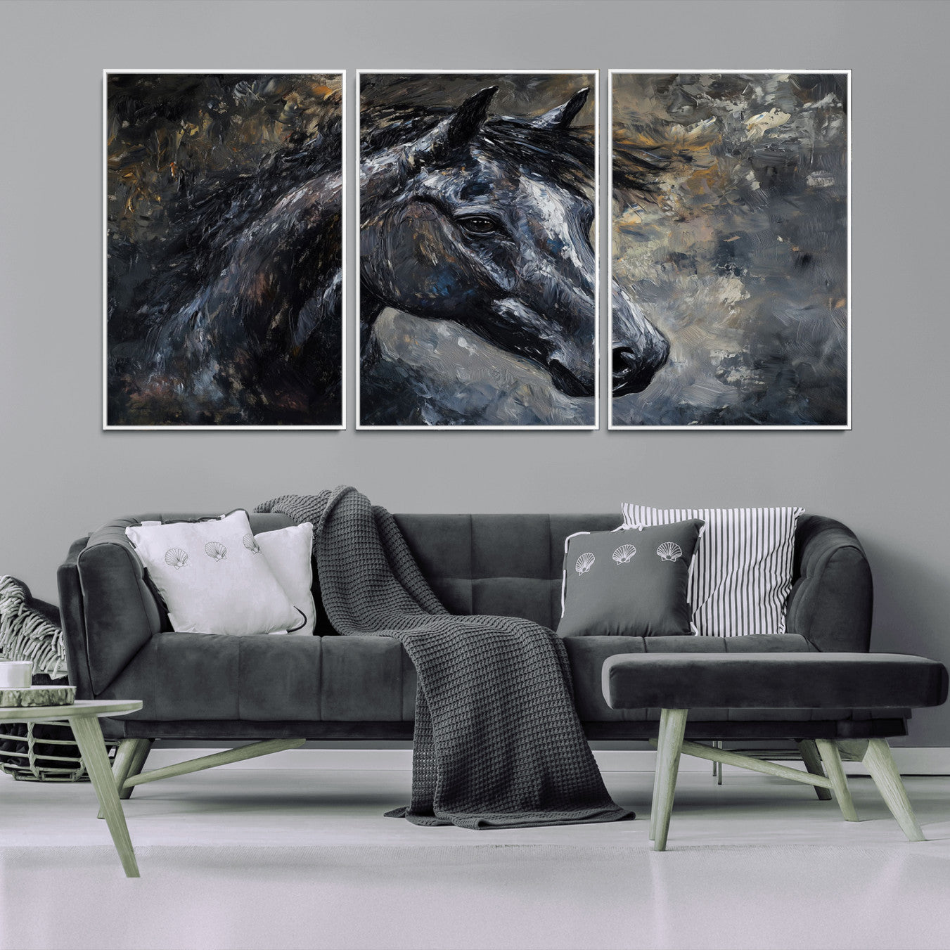 74166-MGV-CV-36X24-Large Abstract Horse Wall Art Canvas Print | Farmhouse Wall Decor | Rustic Horse Art | Western Cabin