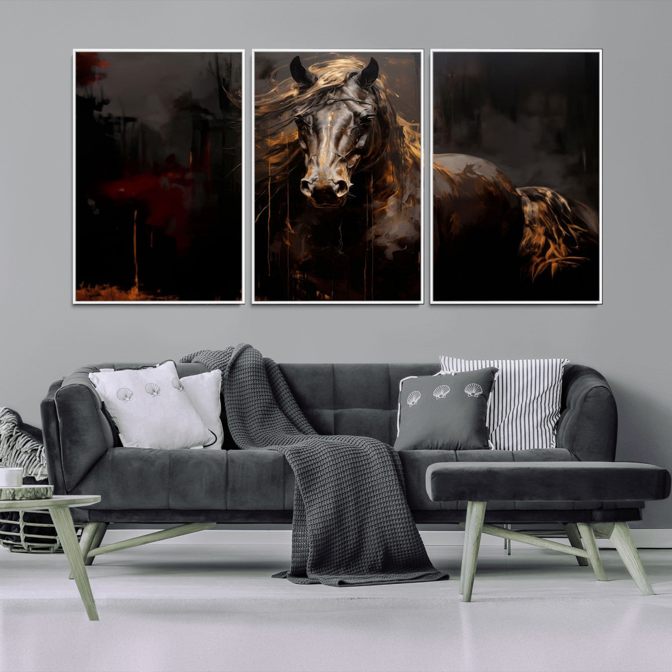 40932-MGV-CV-36X24-Abstract Black Horse Canvas Print for Farmhouse Wall Art | Abstract Equine Wall Art | Western Decor
