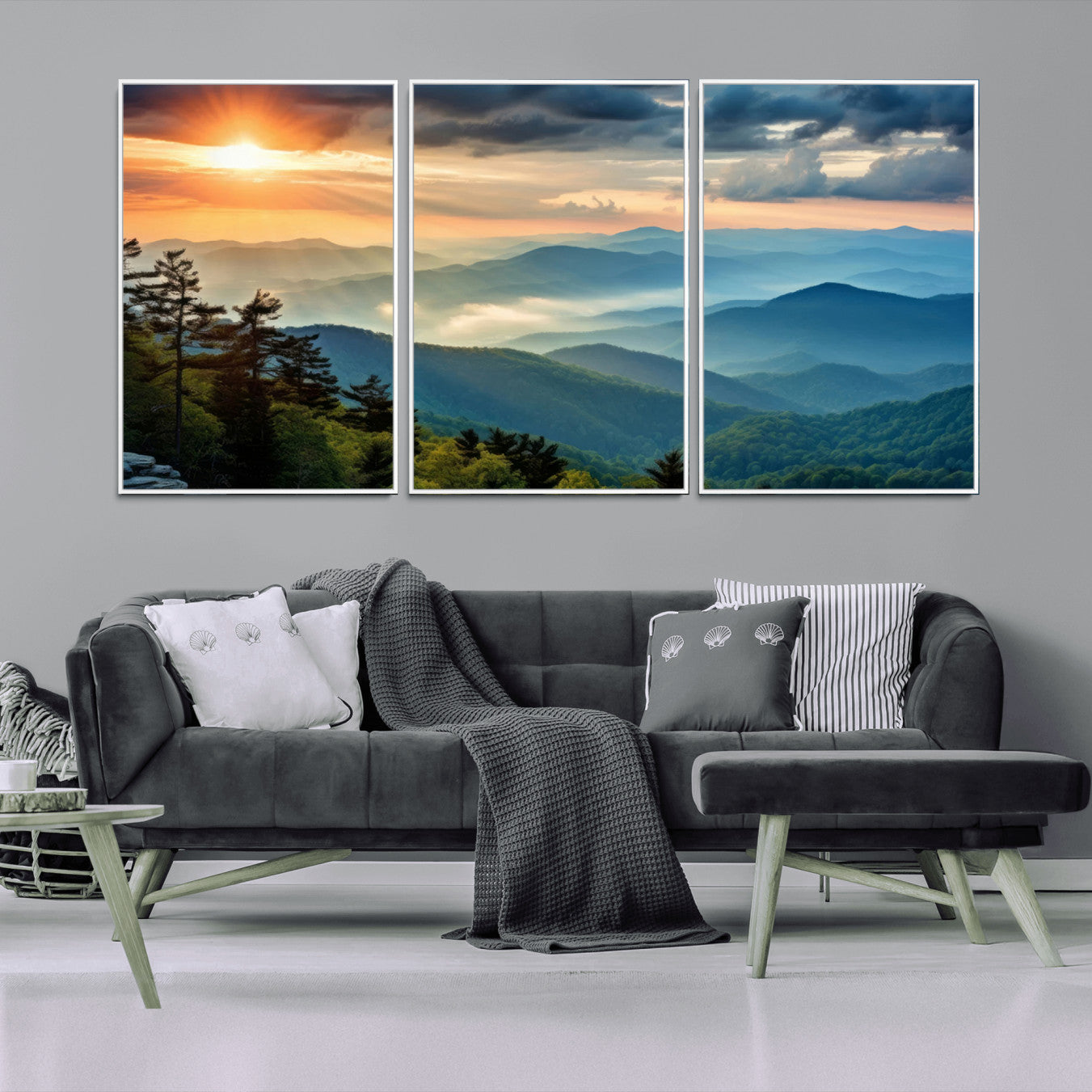 44761-MGV-CV-36X24-Sunrise Over Mountain Range Wall Art Canvas Print, Farmhouse Wall Decor, Cabin Wall Art