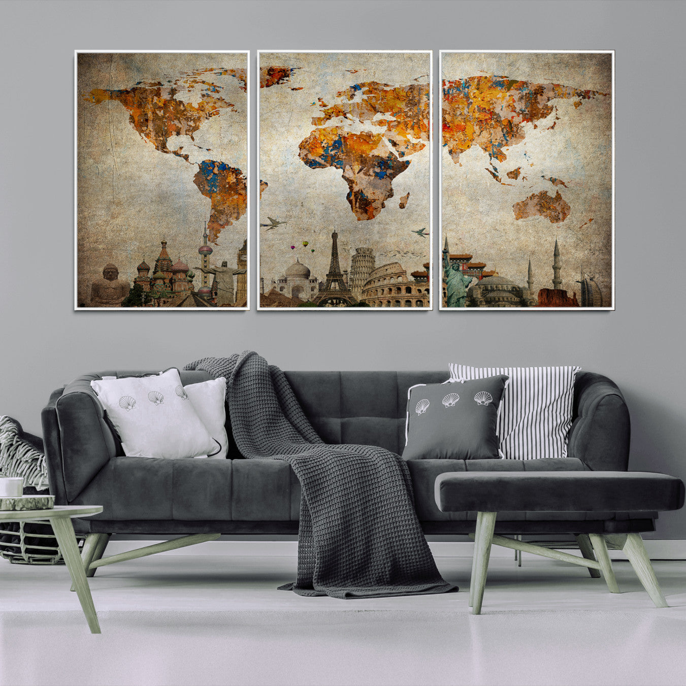 54918-MGV-CV-36X24-Push Pin World Map Canvas Print – Travel Tracker Wall Art for Couples, Perfect Anniversary Gift for Home or Office Decor