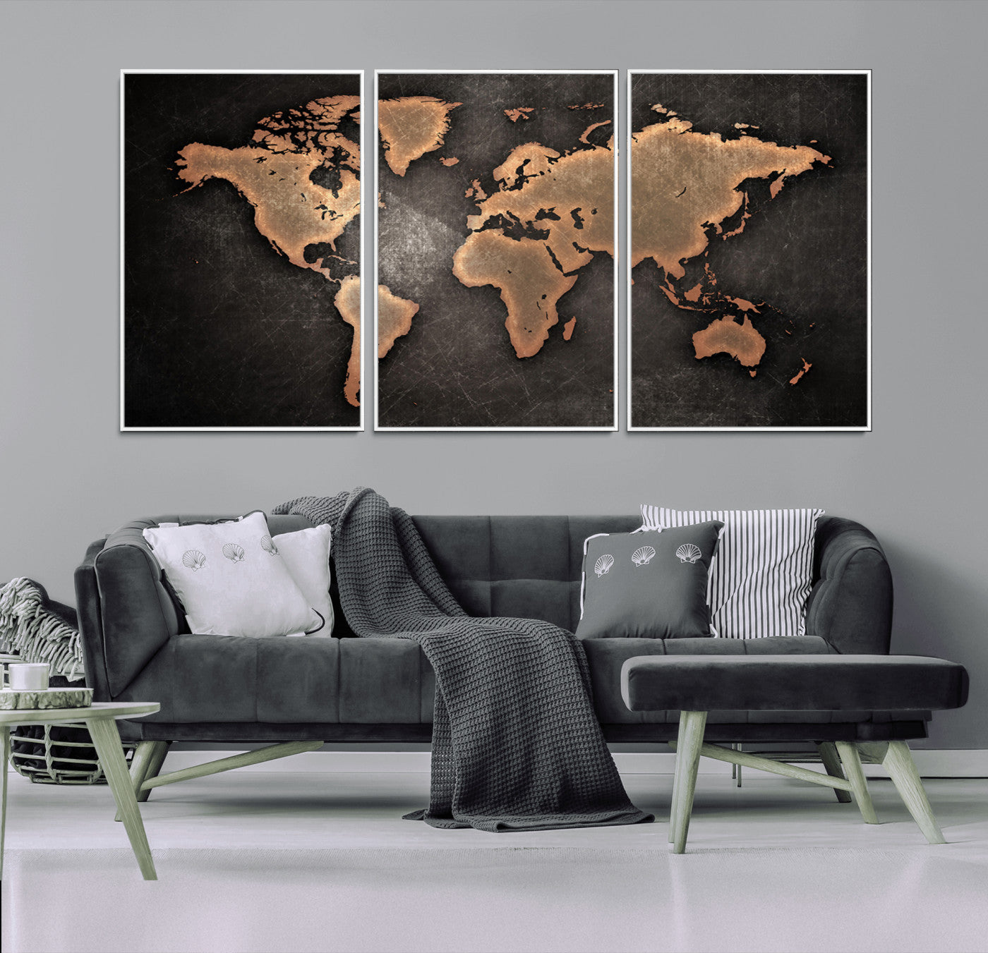 33739-MGV-CV-36X24-Push Pin World Map Canvas Print – Framed Travel Map Wall Art for Couples, Anniversary Gift, Modern Home or Office Decor