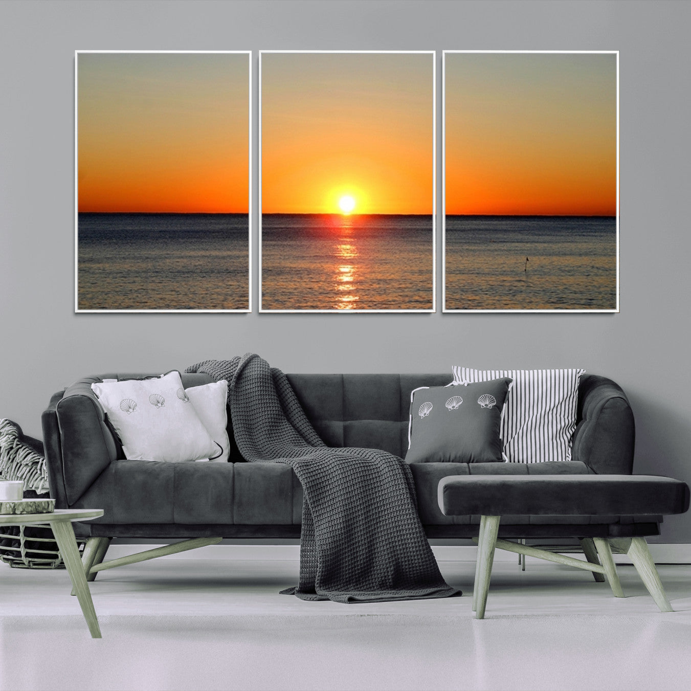 54676-MGV-CV-36X24-Golden Horizon Sunset Over Ocean Wall Art Canvas Print – Tropical Beach Canvas Wall Art – Giclee