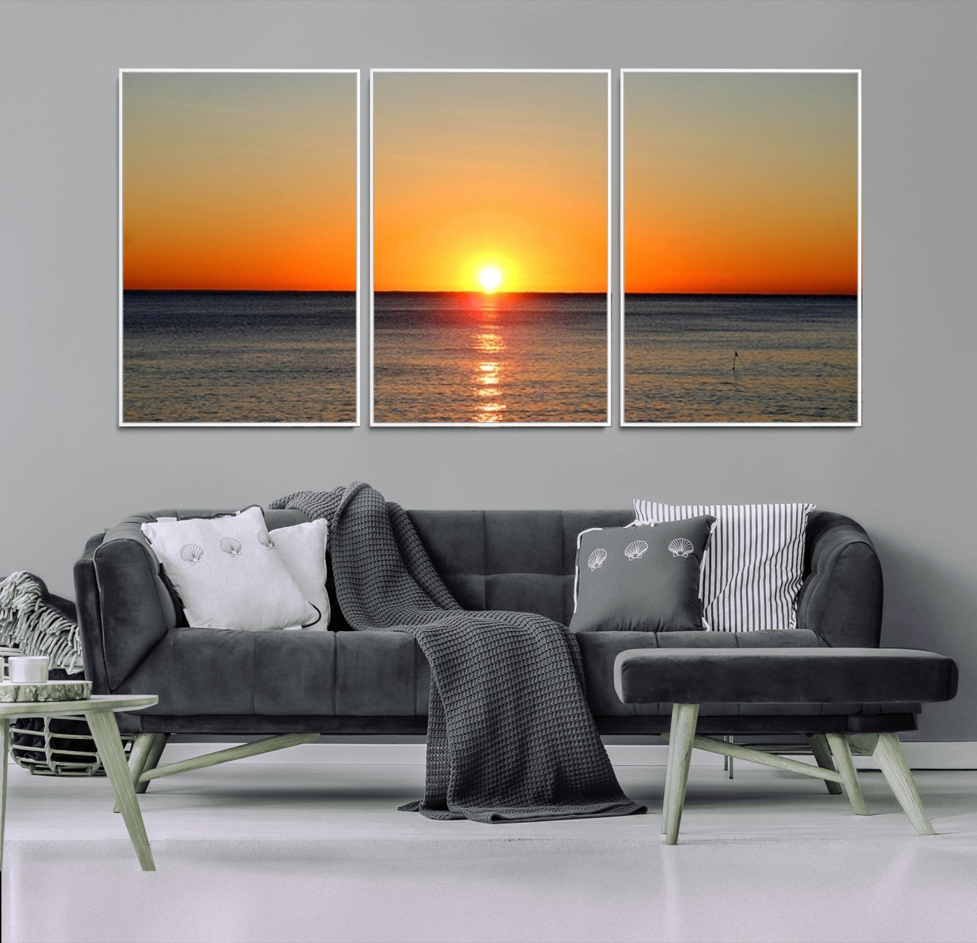 54676-MGV-CV-36X24-Golden Horizon Sunset Over Ocean Wall Art Canvas Print – Tropical Beach Canvas Wall Art – Giclee
