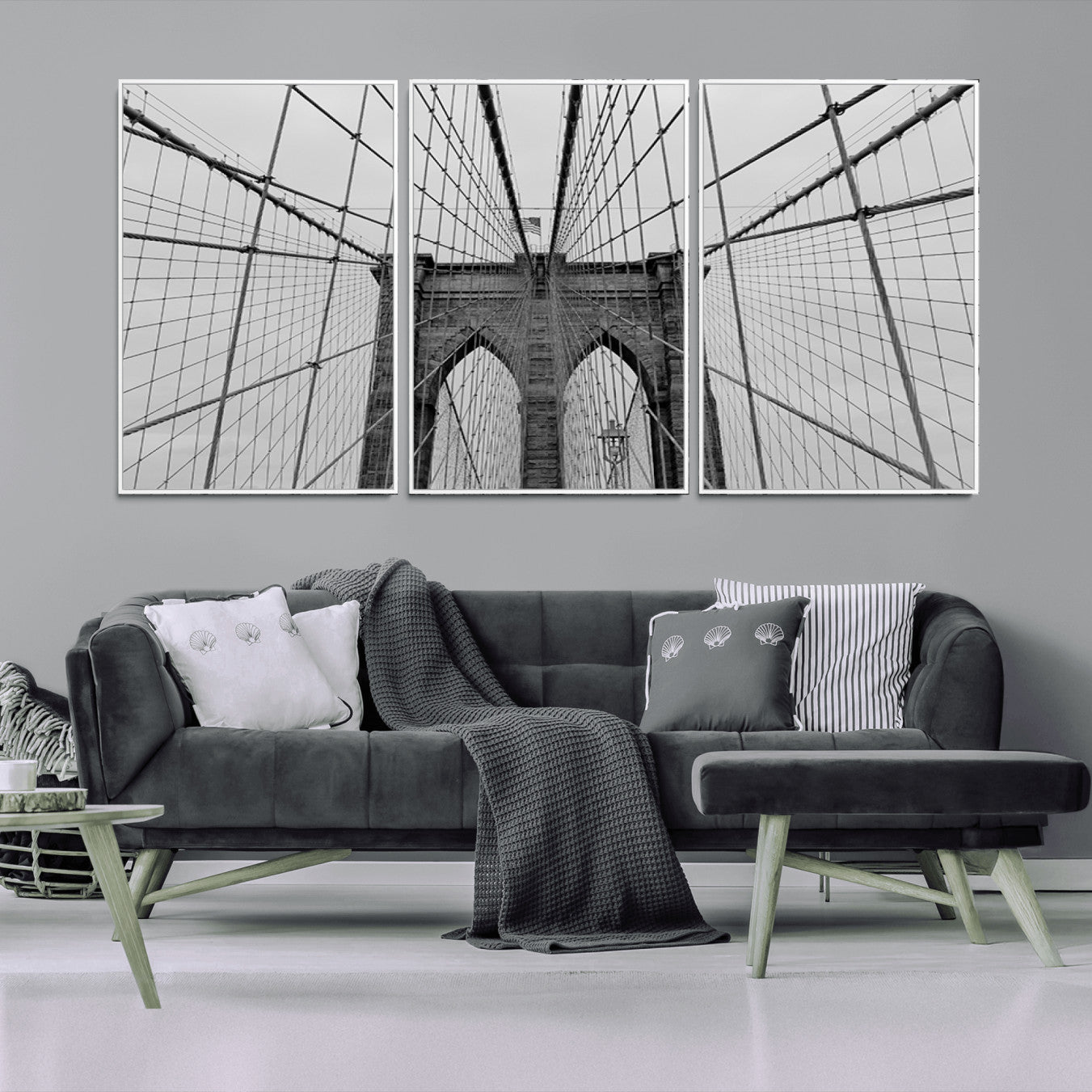 31341-MGV-FC-60X30-3P_White-Large Brooklyn Bridge Wall Art Canvas Print