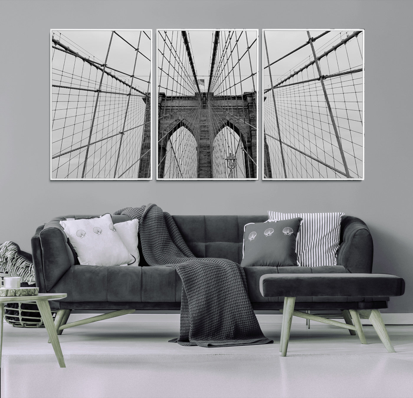31341-MGV-FC-60X30-3P_White-Large Brooklyn Bridge Wall Art Canvas Print