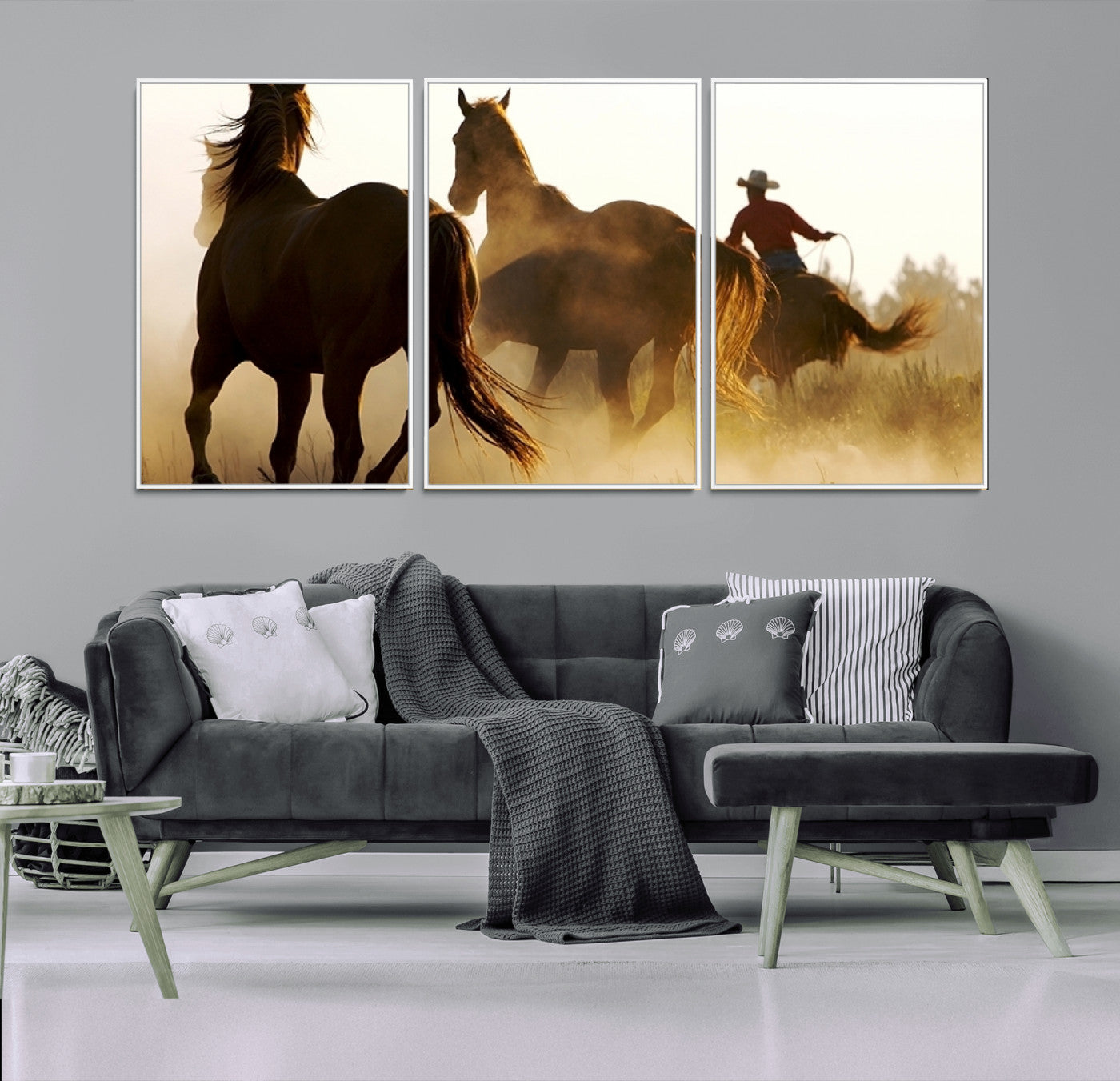 49068-MGV-CV-36X24-Horses and Cowboys Wall Art Canvas Print