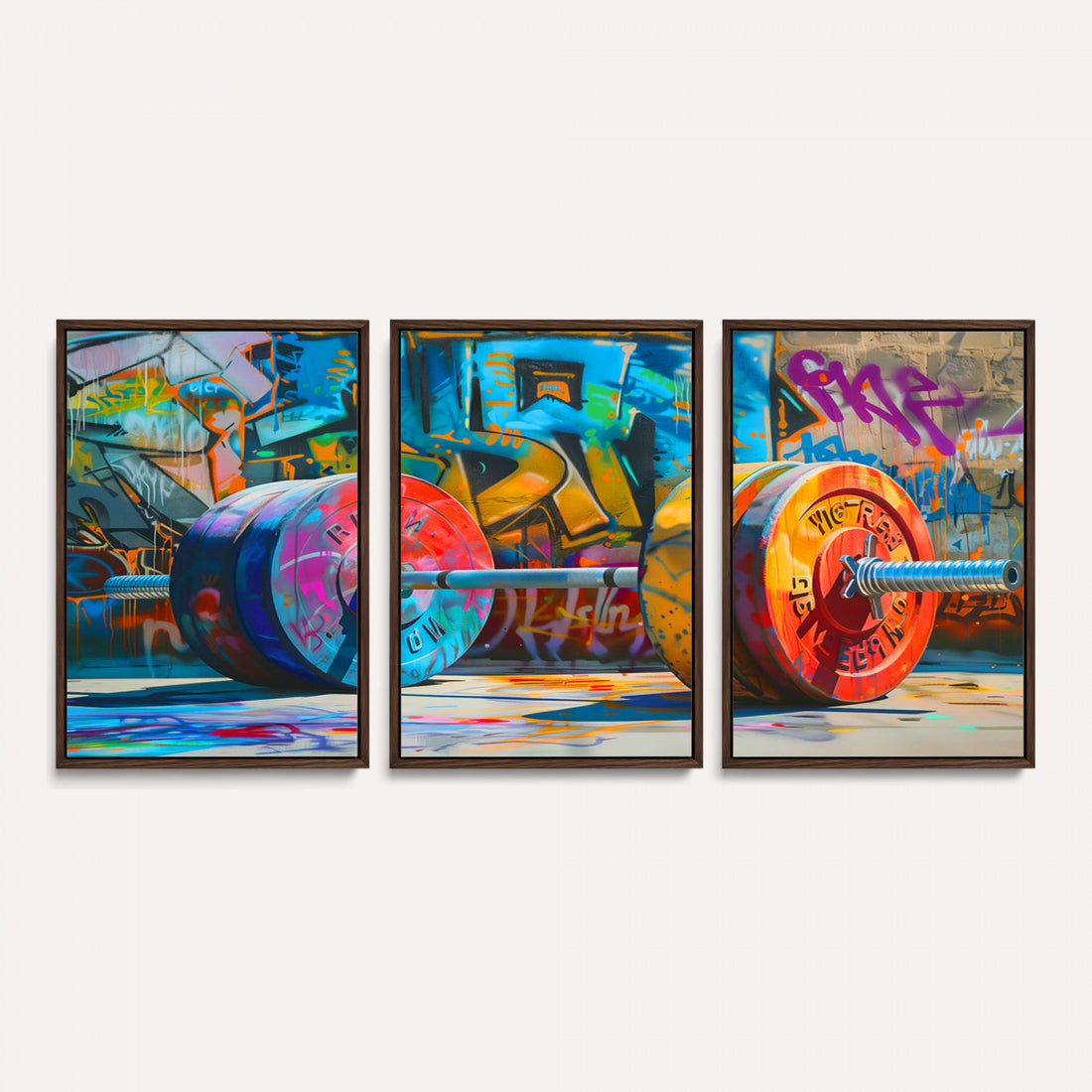 Fitness Gym Barbell Graffiti Wall Art Canvas Print
