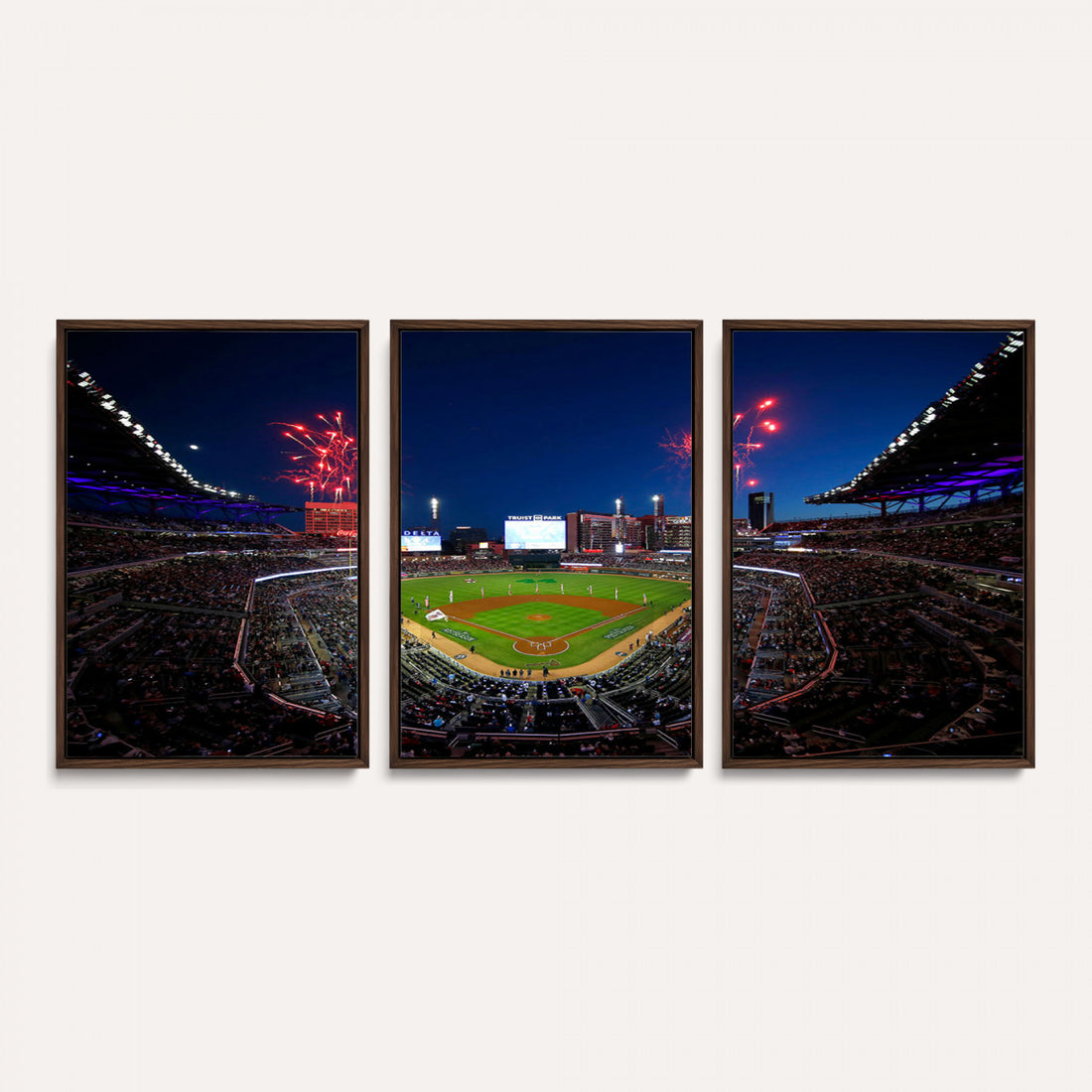 Truist Park Atlanta Braves Baseball Stadium Wall Art Print | Large 3 Panel Canvas