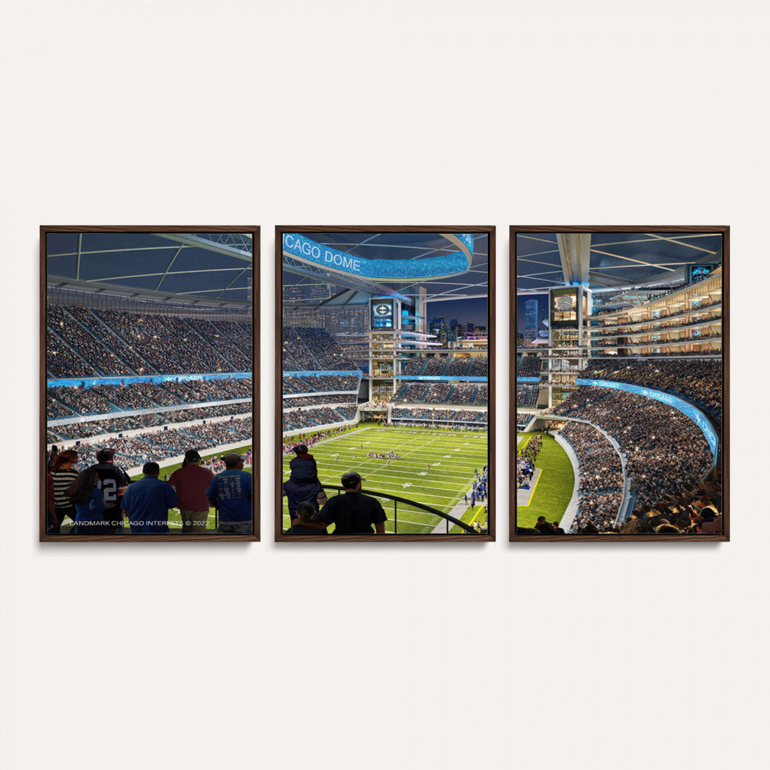 Chicago Dome Stadium Wall Art Canvas Print, Framed Modern Decor