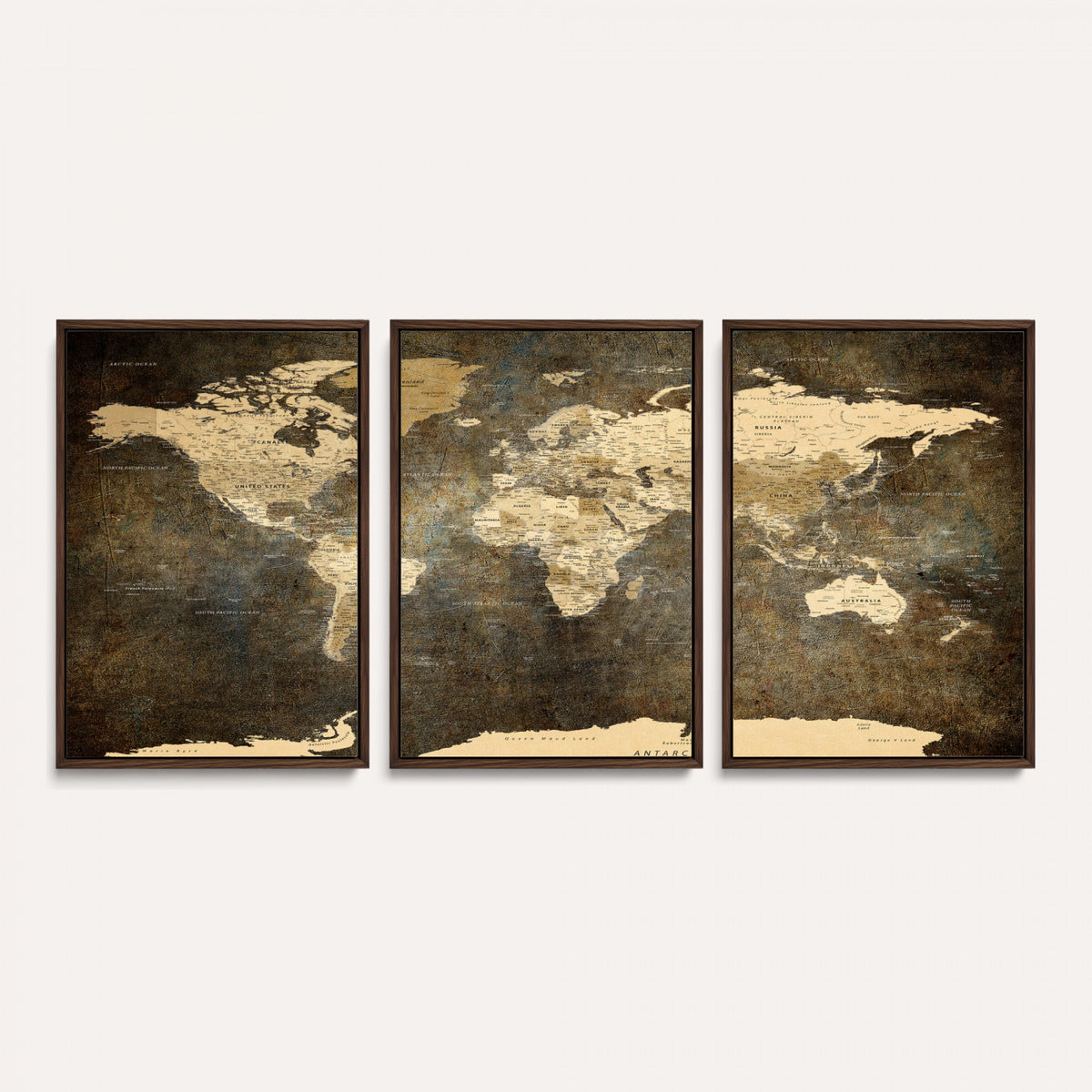 89742472-MGV-CV-36X24 - Large Framed Vintage World Map Wall Art Print for Home Wall