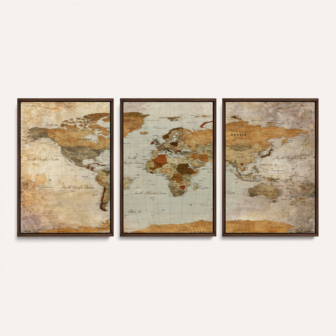 Large World Map Canvas Print | Detailed Map of the World Wall Art