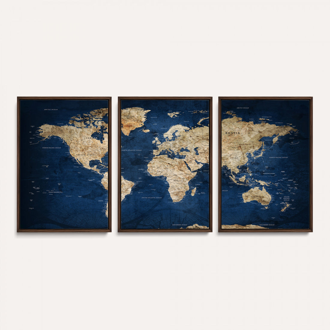 World Map Canvas Print | Framed Travel Map Wall Art for Couples, Anniversary Gift