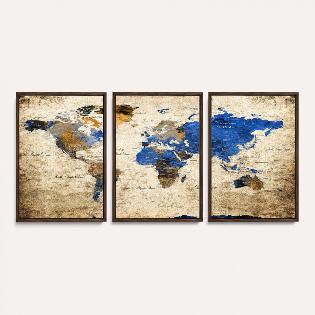 World Map Canvas Print | Colorful Abstract Travel Map, Framed Wall Art