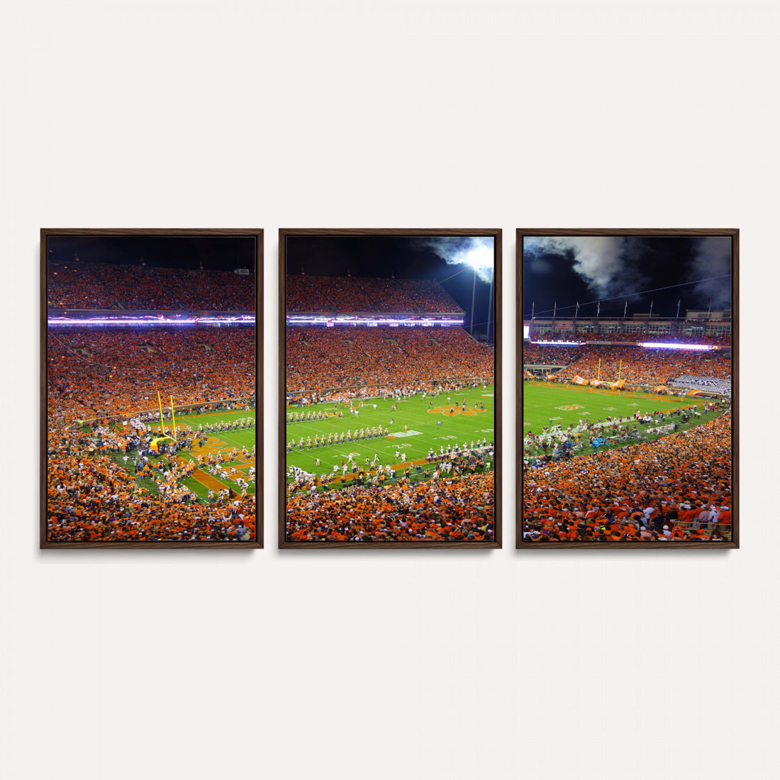 Clemson Football Stadium Wall Art Canvas Print, College Football Night Game