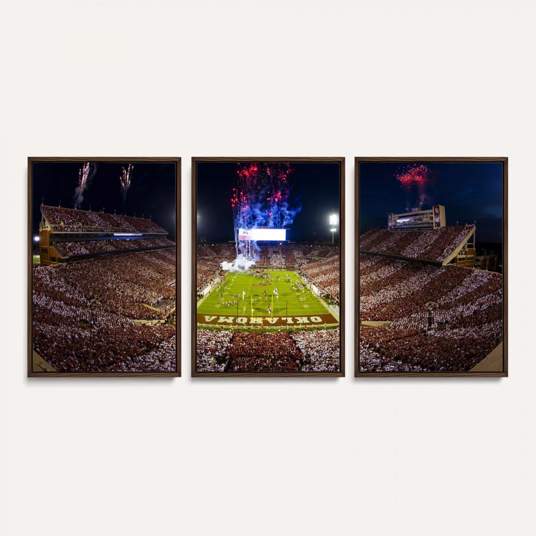 Oklahoma Memorial Stadium Wall Art Canvas Print, Oklahoma, Extra Large Game Room Wall Decor