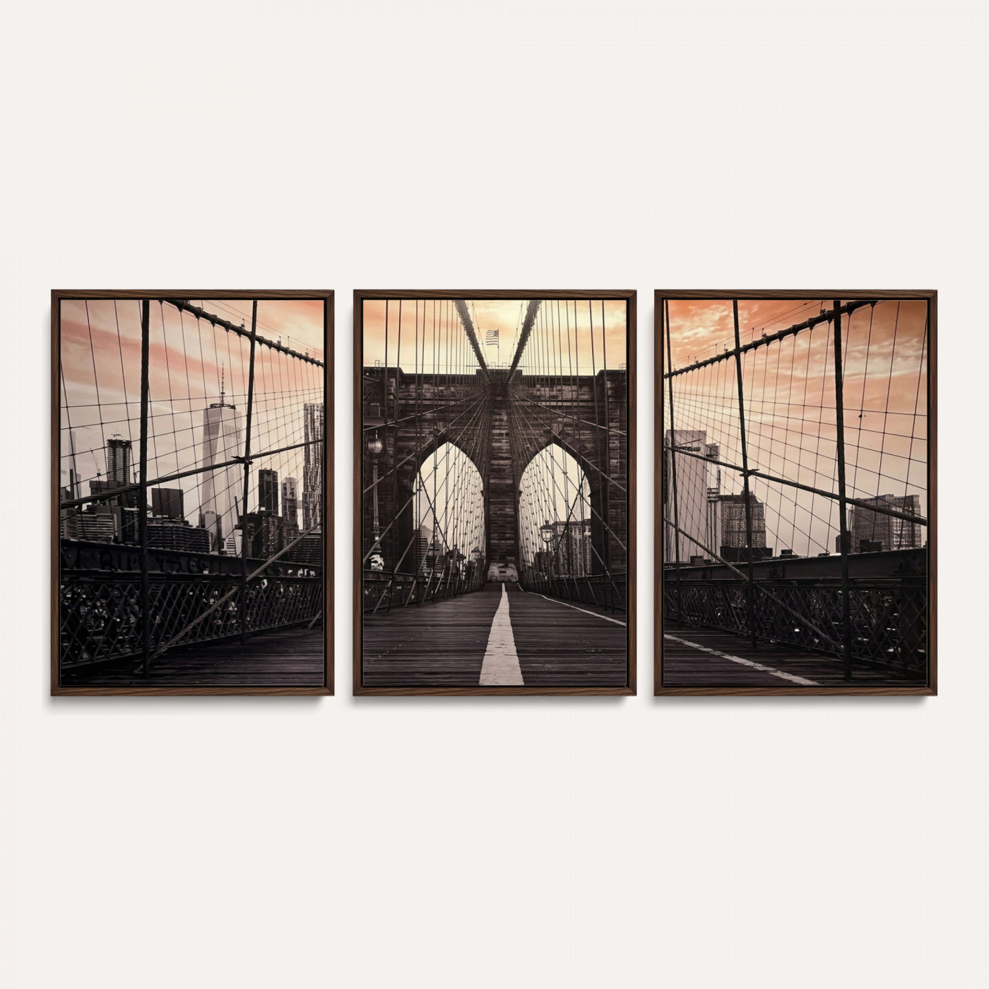 93226664-MGV-CV-36X24 - Brooklyn Bridge Canvas Wall Art, New York City Skyline Photography Print, NYC Landmark Urban Decor Artwork