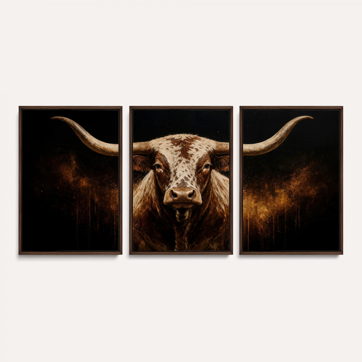 62076449-MGV-CV-36X24 - Texas Bull Cow Longhorn Canvas Wall Art Moody Western Bull Oil Painting Print