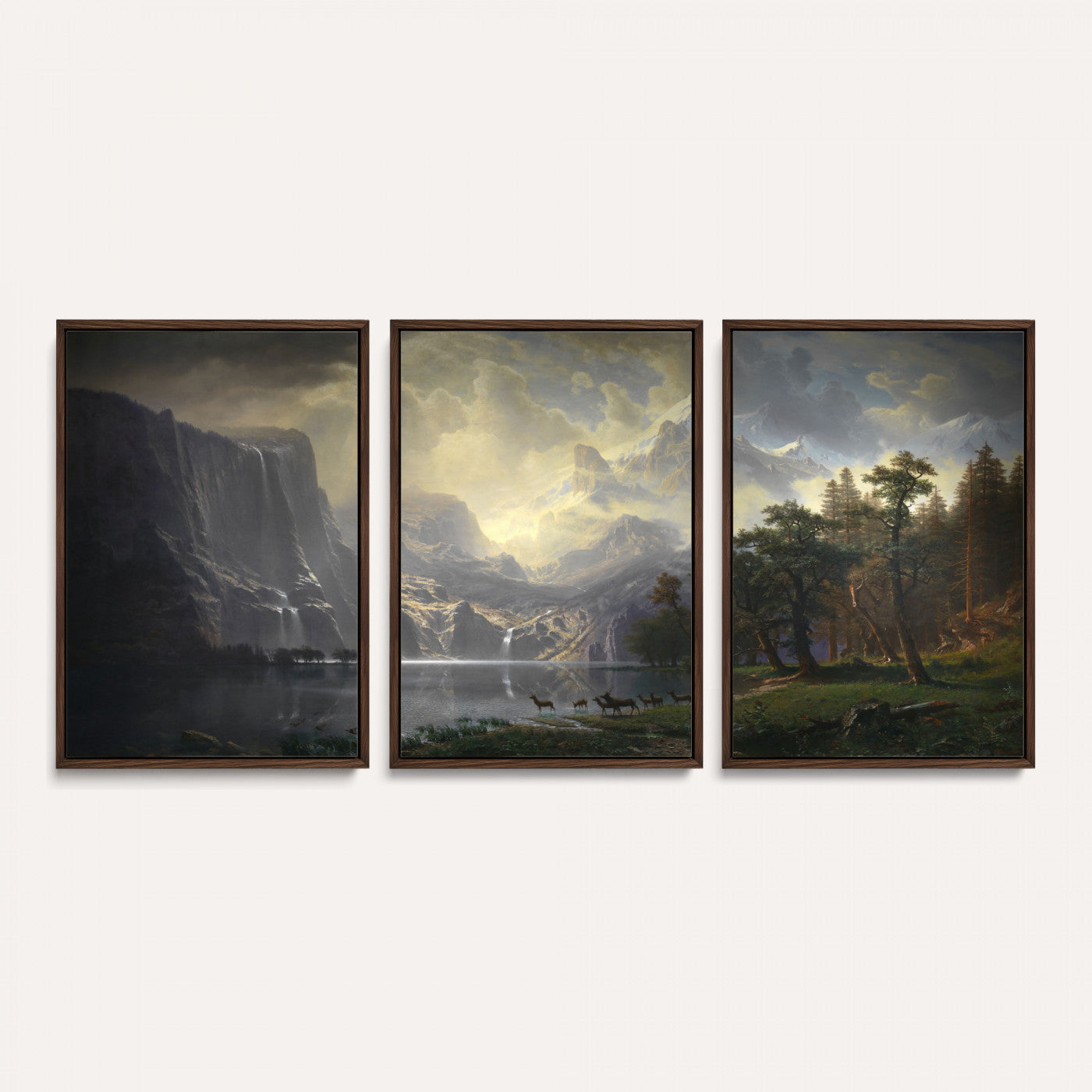 88679214-MGV-CV-36X24 - Albert Bierstadt Among the Sierra Nevada California Yosemite Wall Art Canvas Print, Classic Fine Art Painting Print