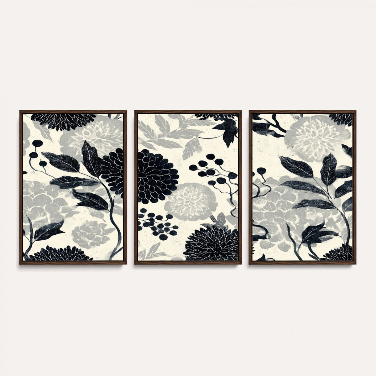 27269625-MGV-CV-36X24 - Traditional Chinese Pattern Tapestry Wall Art, Vintage Chinoiserie Peony Fabric Hanging, Antique Black Grey Living Room Japandi Gift