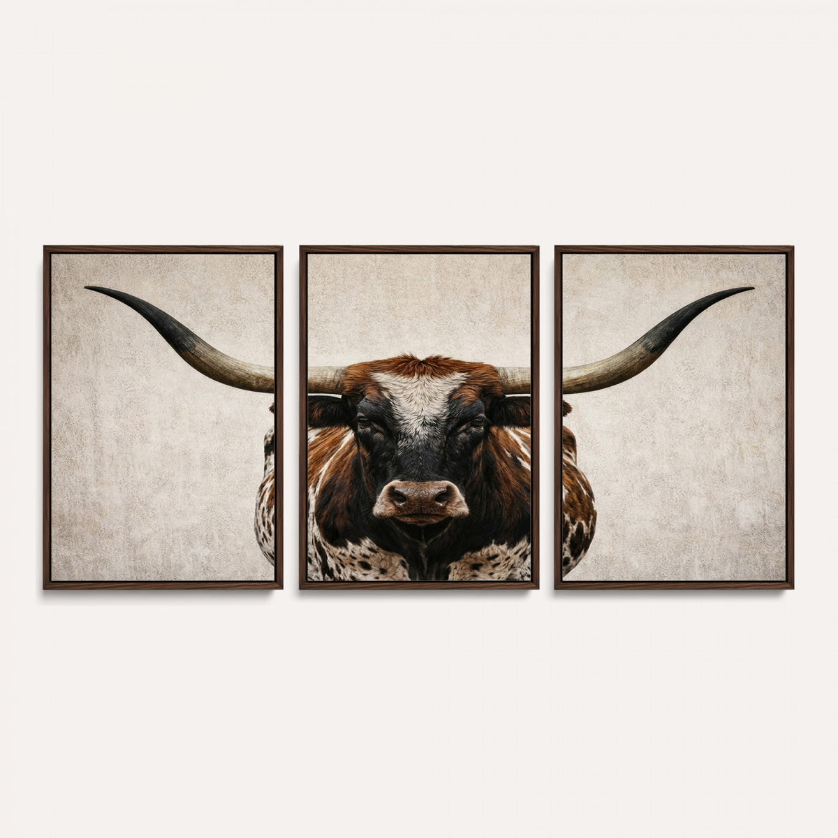 58622065-MGV-CV-36X24 - Texas Longhorn Canvas Wall Art Western Bull Desert Moody Grey Overcast Rustic Farmhouse Framed Large for Living Room Bedroom Office Decor