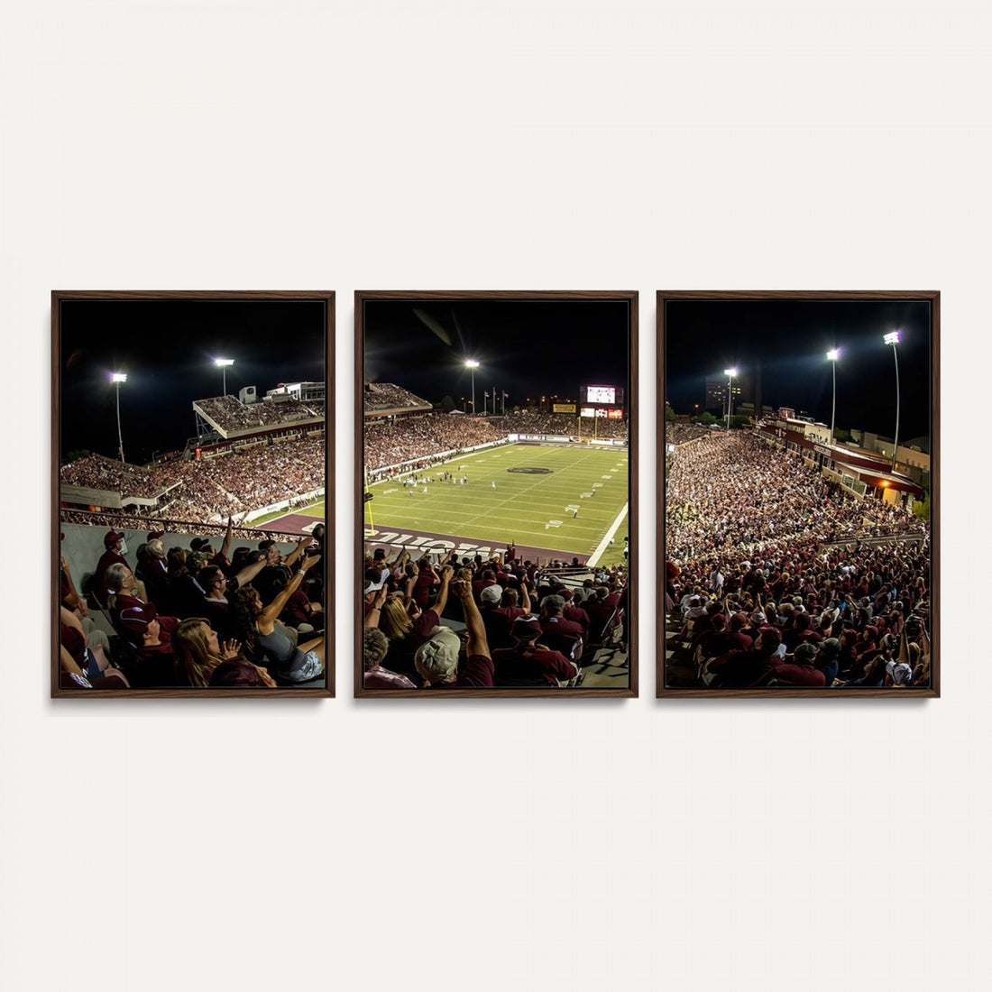 Washington-Grizzly Stadium Canvas Wall Art | Exciting Game Night Atmosphere in Panoramic View