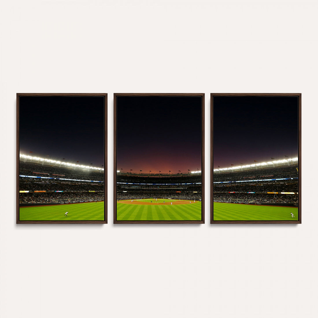 Yankee Stadium Night Game Triple Canvas, New York Yankees Stadium Wall Art