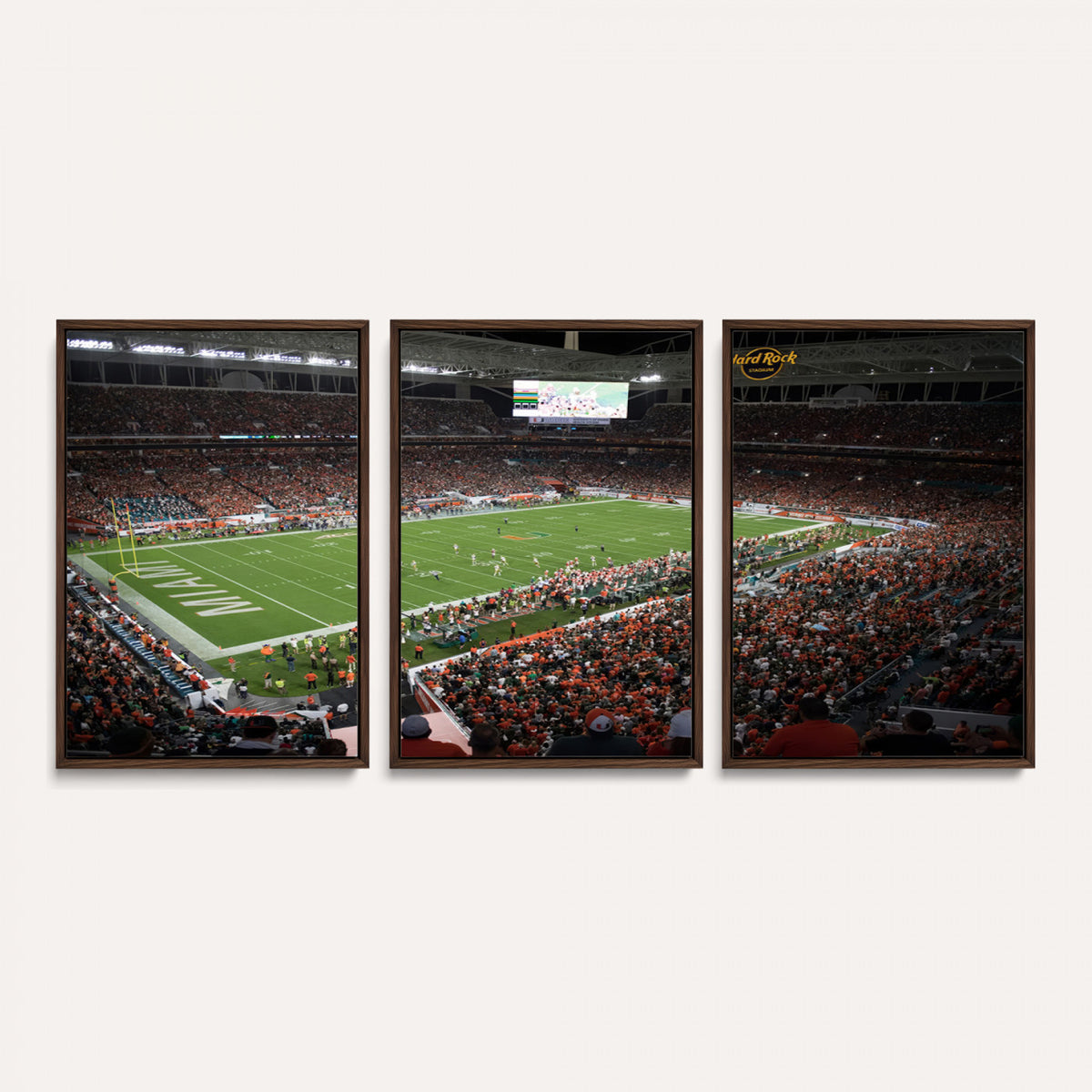 33698-PAN-FL-20X10 - Miami Hurricanes Football Team Print Canvas- Miami Hard Rock Stadium Wall Art Canvas Print