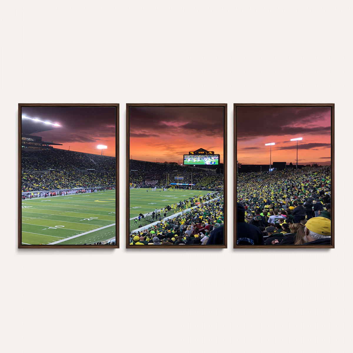 75065-PAN-FL-20X10 - Eugene Autzen Stadium Canvas Wall Art Print – Sunset Over Iconic Football Field Wall Decor for Home