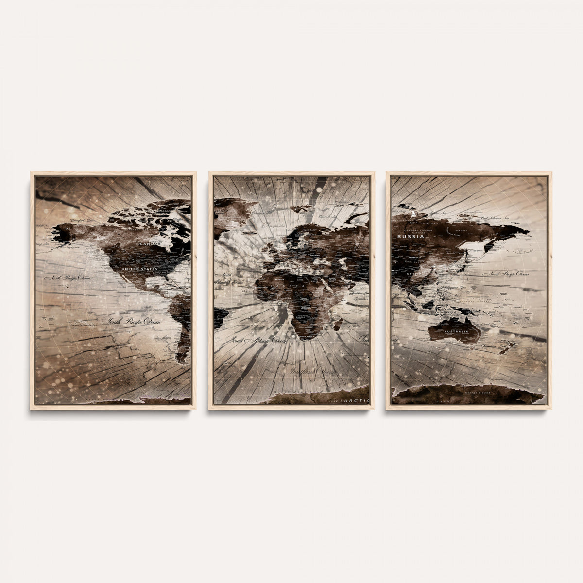 94623295-MGV-CV-36X24 - World Map Wall Art Canvas Print, Modern Decorative Framed Map Artwork Prints for Living Room, Office, Bedroom Wall Decor