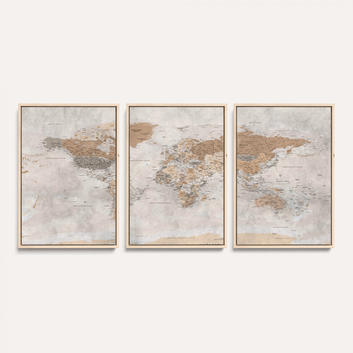 34051638-MGV-CV-36X24 - Detailed World Map Wall Art Canvas Print for Home and Office Decor