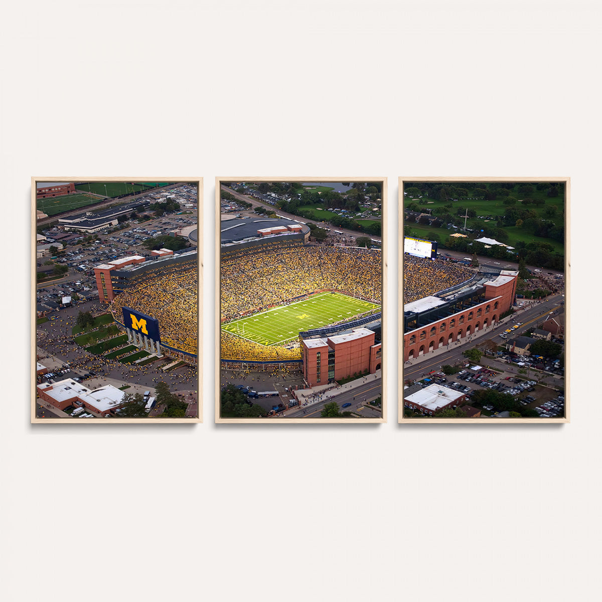 95248-PAN-FL-20X10 - University of Michigan Wolverines Football Team Print - Ann Arbor Michigan Stadium Wall Art Canvas