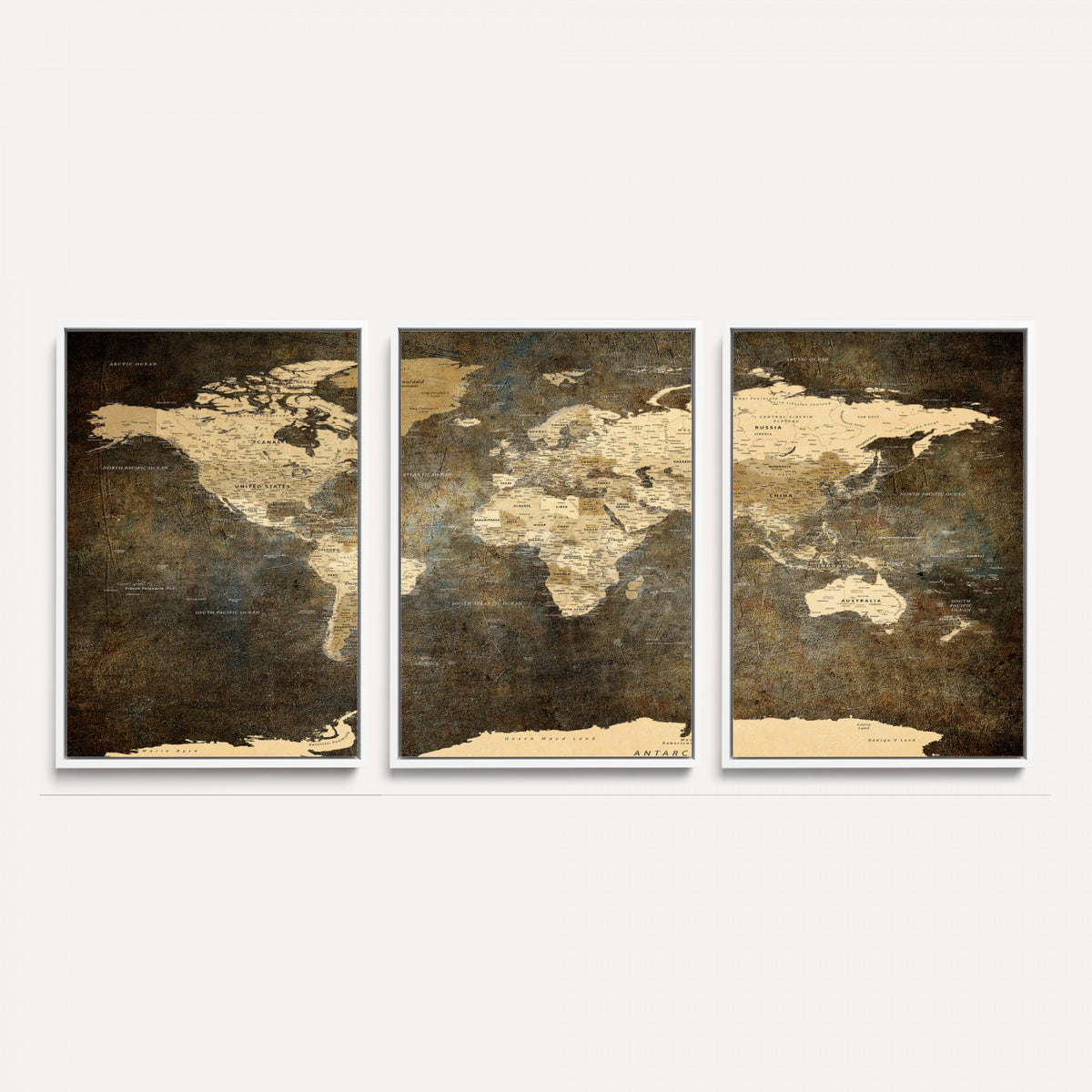 89742472-MGV-CV-36X24 - Large Framed Vintage World Map Wall Art Print for Home Wall