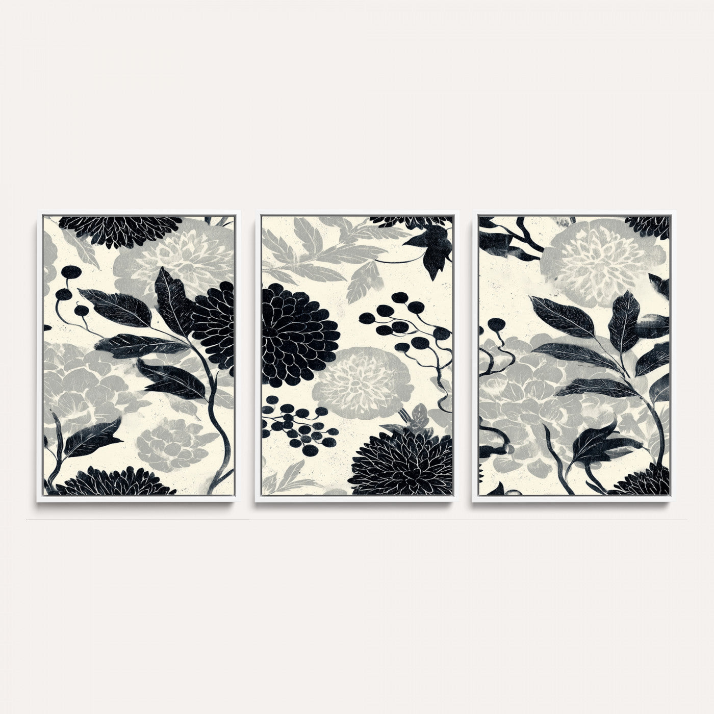 27269625-MGV-CV-36X24 - Traditional Chinese Pattern Tapestry Wall Art, Vintage Chinoiserie Peony Fabric Hanging, Antique Black Grey Living Room Japandi Gift