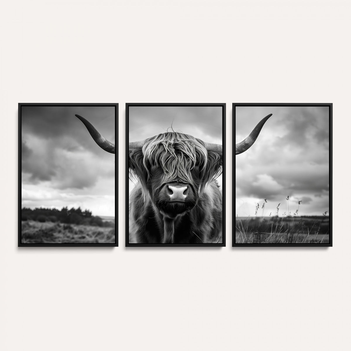 17924-_Poster-30x20 - Scottish Cow Wall Art Canvas Print, Longhorn Wall Art